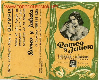 Cine: ROMEO Y JULIETA,DOBE   ,SI TIENE  CINE IMPRESO AL DORSO.  S194