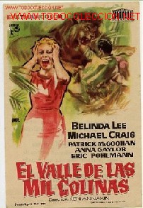 Folhetos de m&atilde;o de filmes antigos de cinema: El valle de las mil colinas