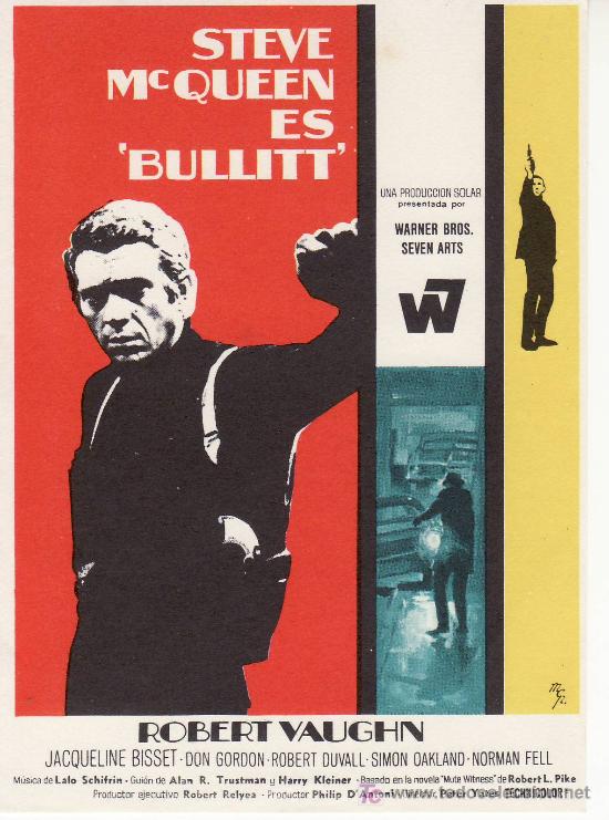 Cine: STEVE MCQUEEN ES BULLIT.WARNER BROS.PROGRAMA DE MANO. - Foto 1