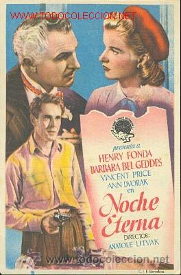 Flyers Publicitaires de Films Anciens: Noche eterna