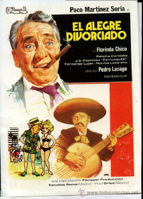 Cine: 6 CARTELERAS iguales EL ALEGRE DIVORCIADO- con PACO MARTINEZ SORIA, SIN publicidad