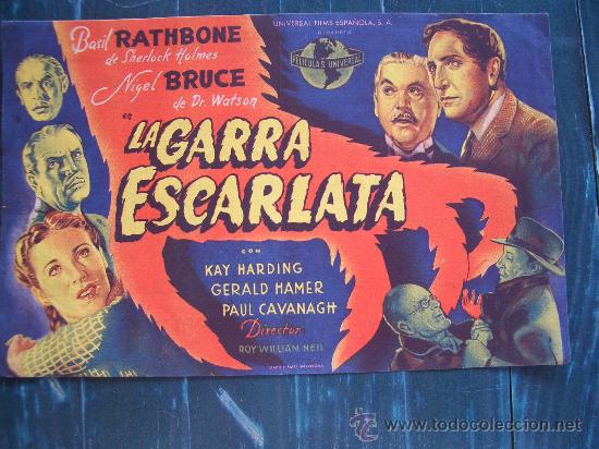 Foglietti di film di film antichi di cinema: LA GARRA ESCARLATA ( DORSO IMPRESO