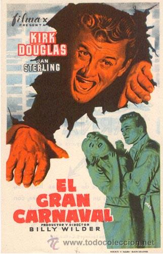 Cine: EL GRAN CARNAVAL PROGRAMA SENCILLO FILMAX KIRK DOUGLAS - Foto 1
