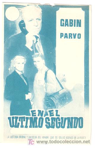 Cine: EN EL ULTIMO SEGUNDO PROGRAMA SENCILLO CIFESA JEAN GABIN E - Foto 1