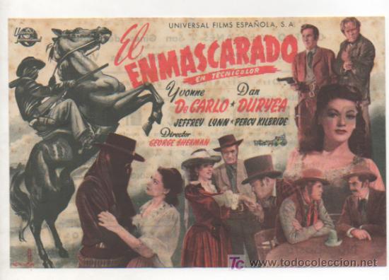Kino: EL ENMASCARADO. UNIVERSAL FILM ESPA&Ntilde;OLA. 1950. CINE METROPOL. SAN GINES DE VILASAR.