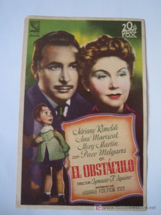 Cine: Folleto de mano - El obstaculo - Fox - Foto 1