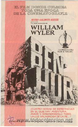 Cine: PTCC 437 BEN HUR PROGRAMA DOBLE MGM CHARLTON HESTON - Foto 1