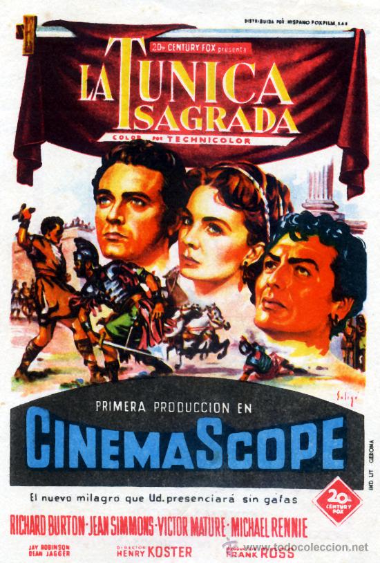 Kino: LA TUNICA SAGRADA (FOLLETO DE MANO ORIGINAL) RICHARD BURTON - VICTOR MATURE