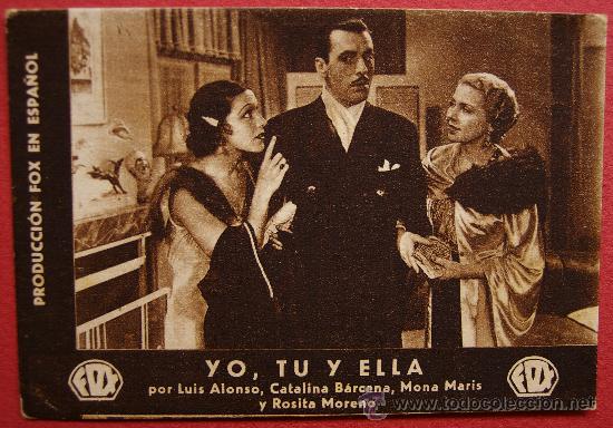 Foglietti di film di film antichi di cinema: YO, T&Uacute; Y ELLA