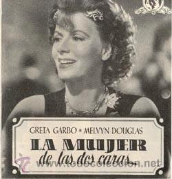 Cine: PTCC 417 LA MUJER DE LAS DOS CARAS PROGRAMA DOBLE MGM GRETA GARBO - Foto 1
