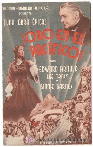 Cine: PTCC 314 ORO EN EL PACIFICO PROGRAMA DOBLE UNIVERSAL EDWARD ARNOLD LEE TRACY - Foto 1