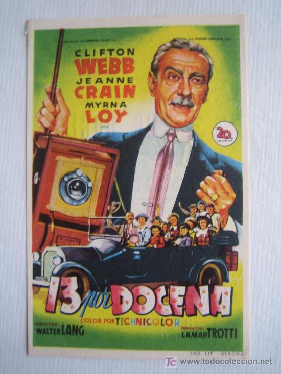 Cine: 13 por docena - Folleto de mano original - Soligo - Fox clifton webb impreso