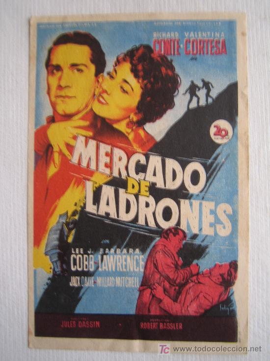 Cine: Mercado de ladrones - Folleto de mano original - Soligo Fox richard conte valentina cortese