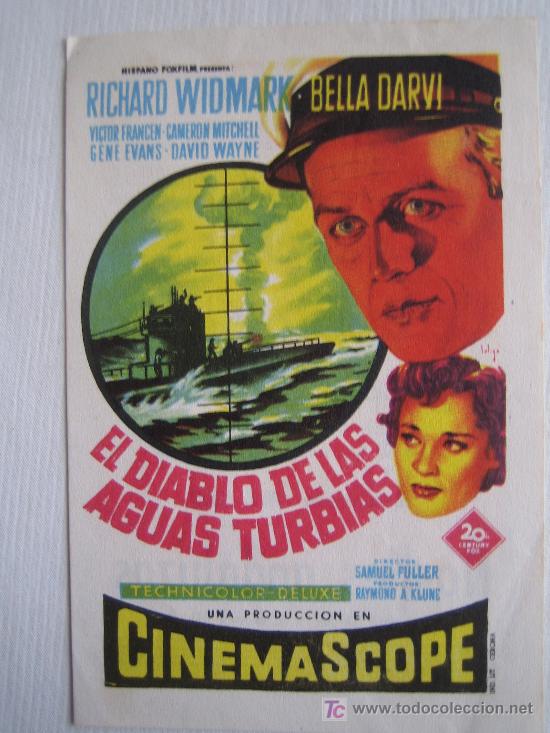 Cine: El diablo de las aguas turbias - folleto de mano original Soligo - fox richard widmark impreso