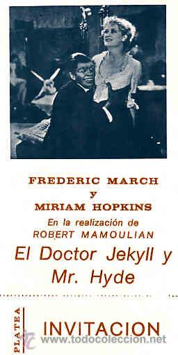 Cine: PROGRAMA DE CINE (ES FACSIMIL) EL DOCTOR JEKILL Y MR. HYDE - Foto 1