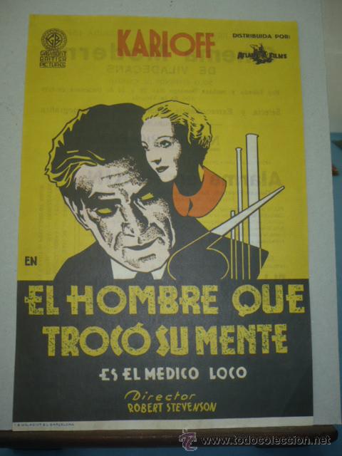 Cine: PROGRAMA DE CINE (ES FACSIMIL) E3L HOMBRE QUE TROCO SU MENTE - Foto 1