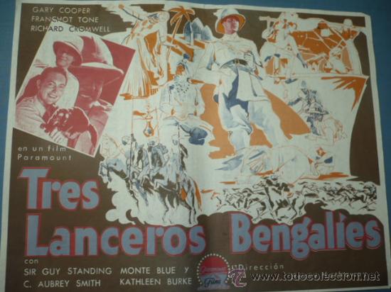 Cine: PROGRAMA DE CINE (ES FACSIMIL) TRES LANCEROS BENGALIES - Foto 1