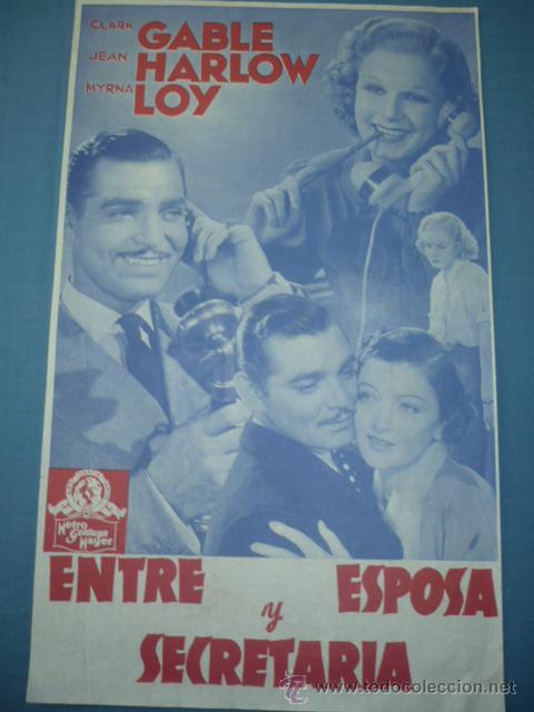 Cine: PROGRAMA DE CINE (ES FACSIMIL) ENTRE ESPOSA Y SECRETARIA - Foto 1