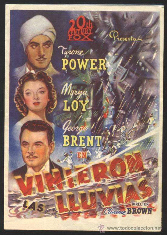  Flyers Publicitaires de films Anciens: Q-06751- VINIERON LAS LLUVIAS (DOBLE) (The Rains Came) Myrna Loy - Tyrone Power - George Brent