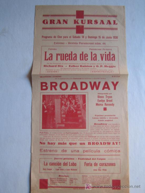 Cine: Folleto de mano local - la rueda de la vida - broadway - Foto 1