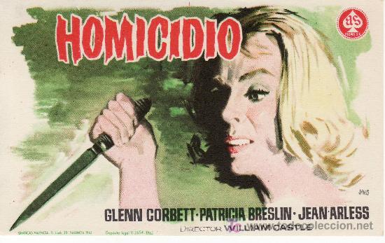 Cine: HOMICIDIO- PROGRAMA CINE.A&Ntilde;O 1962. - Foto 1