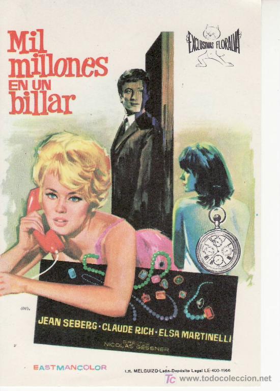 Cine: MIL MILLONES EN UN BILLAR. A&ntilde;o 1966.PROGRAMA DE CINE-EMPIEZA SU COLECCION - Foto 1
