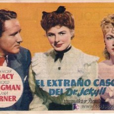 Cine: EL EXTRAÑO CASO DEL DR. JEKYLL - SPENCER TRACY, INGRID BERGMAN, LANA TURNER - MGM