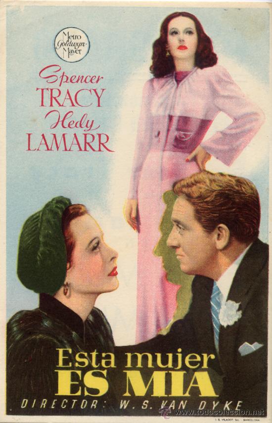Kino: ESTA MUJER ES MIA 1940 (FOLLETO DE MANO ORIGINAL) SPENCER TRACY - HEDY LAMARR