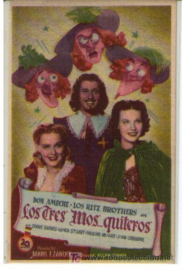 Kino: Los Tres Mos...quiteros.Sencillo de 20Th C&eacute;ntury Fox. Cinema El&iacute;seos 1950.
