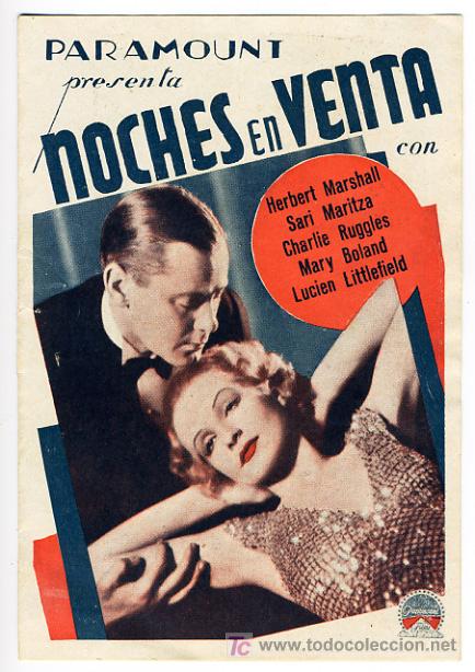 Cine: NOCHES EN VENTA , PARAMOUNT , DOBLE , S1490 - Foto 1