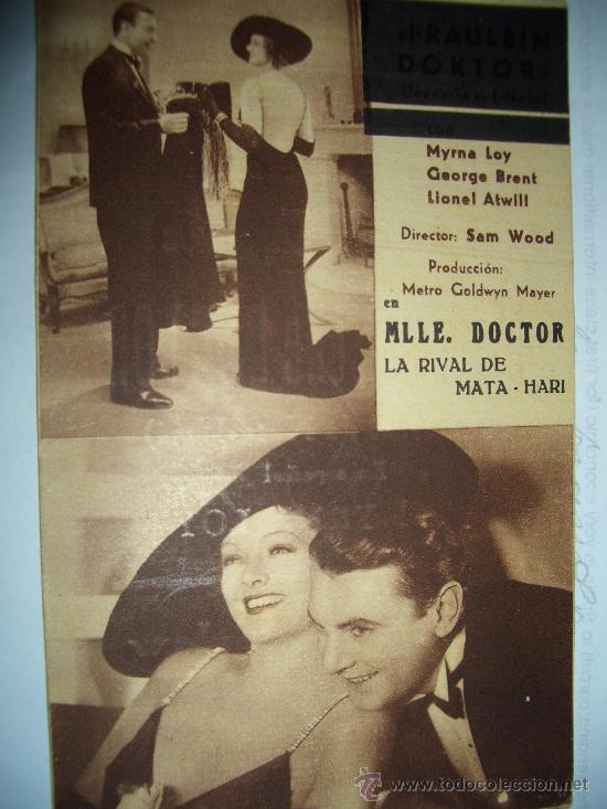Foglietti di film di film antichi di cinema: MLLE. DOCTOR LA RIVAL DE MATA  - HARI  (DORSO IMPRESO
