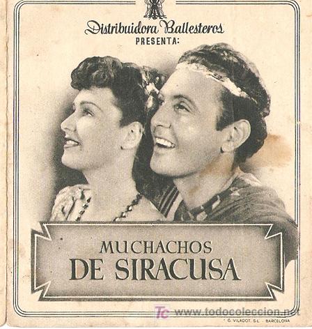 Cine: MUCHACHOS DE SIRACUSA - ALLAN JONES, MARTA RAYE, JOE PENNER - EDWARD SUTHERLAND -CINE CINEMA ELISEOS