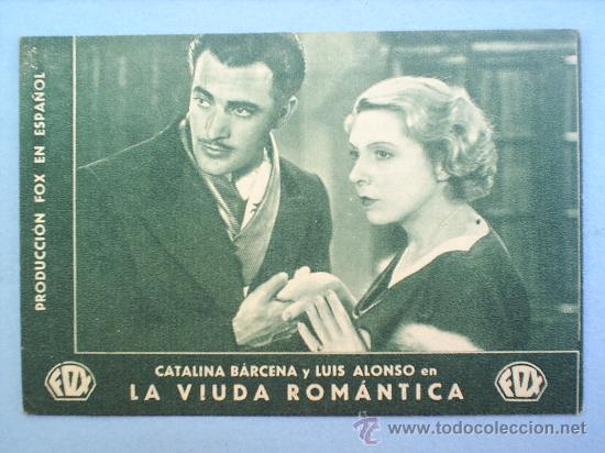 Foglietti di film di film antichi di cinema: FOLETO DE CARTON-FOX- LA VIUDA ROMANTICA--1934-ESCRITA DETRAS -CLAVE PALACE