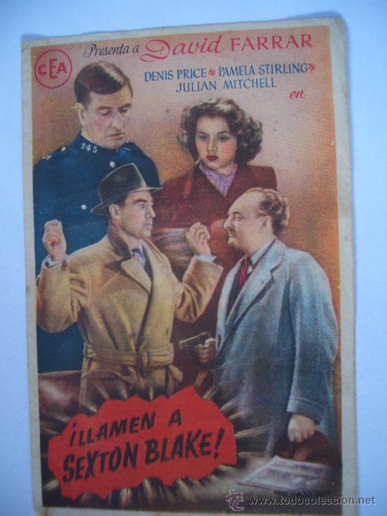 Flyers Publicitaires de Films Anciens: LLAMEN A SEXTON BLAKE ( DORSO IMPRESO