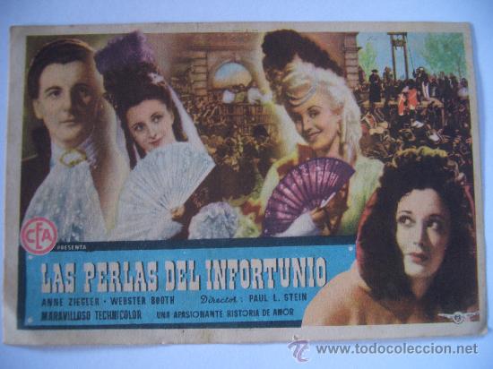 Flyers Publicitaires de Films Anciens: LAS PERLAS DEL INFORTUNIO ( DORSO IMPRESO