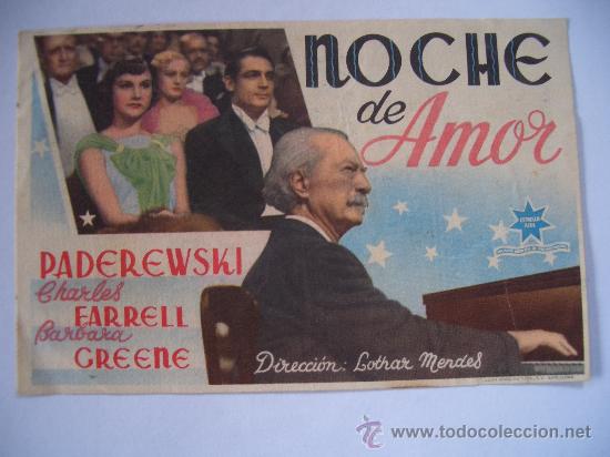 Flyers Publicitaires de Films Anciens: NOCHE DE AMOR ( DORSO IMPRESO