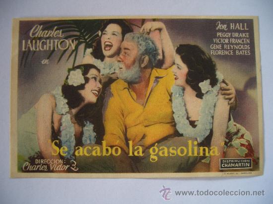 Foglietti di film di film antichi di cinema: SE ACABO LA GASOLINA ( DORSO IMPRESO
