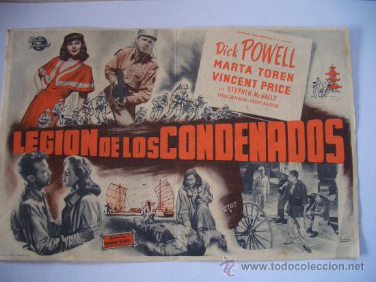 Flyers Publicitaires de Films Anciens: LEGION DE LOS CONDENADOS ( DORSO IMPRESO