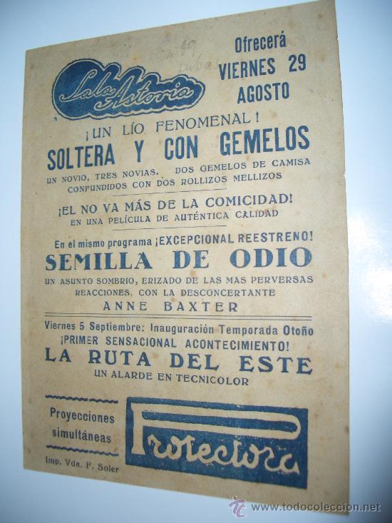 Cine: SOLTERA Y CON GEMELOS ( DORSO IMPRESO - Foto 2