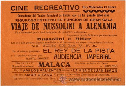 Cine: VIAJE DE MUSSOLINI A ALEMANIA (Mussolini y Hitler) UFA PROGRAMA - Foto 1