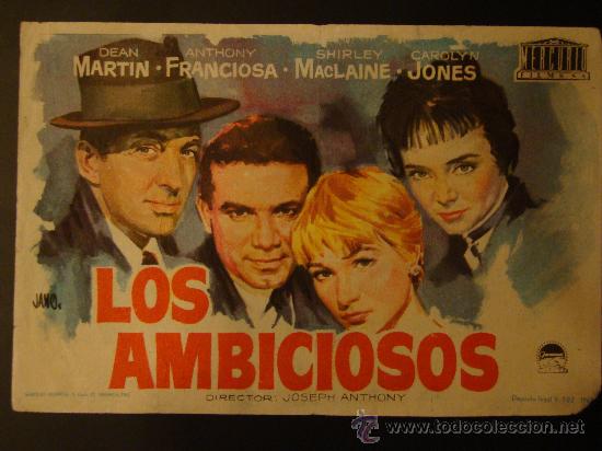 Foglietti di film di film antichi di cinema: LOS AMBICIOSOS  DEAN MARTIN- SHIRLEY MacLAINE- ANTHONY FRANCIOSA, S/P.     ALBUM