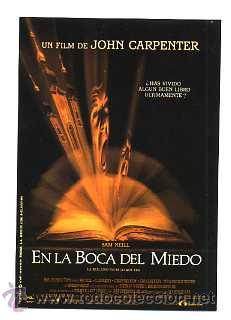Folhetos de m&atilde;o de filmes antigos de cinema: EN LA BOCA DEL MIEDO, por Sam Neill