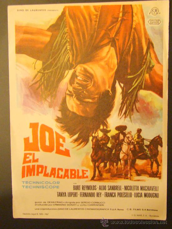 Cine: JOE EL IMPLACABLE  BURT REYNOLDS- FERNANDO REY, S/P.   !!   IMPECABLE   !! - Foto 1