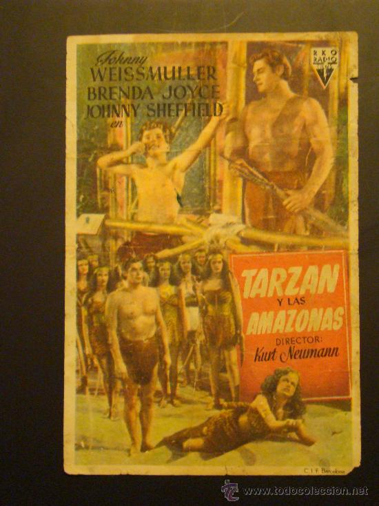 Cine: TARZAN Y LAS AMAZONAS -JOHNNY WEISSMULLER, BRENDA JOYCE, CON PUBLICIDAD CINE ALBENIZ MALAGA