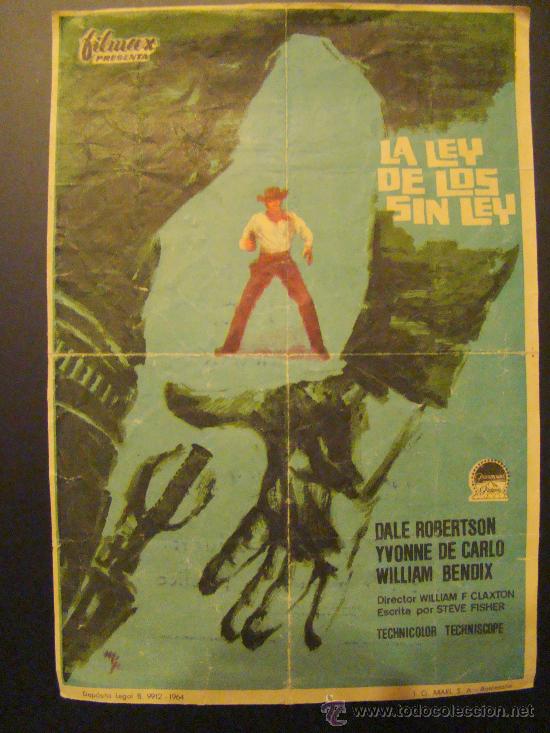 Cine: LA LEY DE LOS SIN LEY. YVONNE De CARLO, CON P. CINE AVENIDA TETU&Aacute;N. WESTERN.