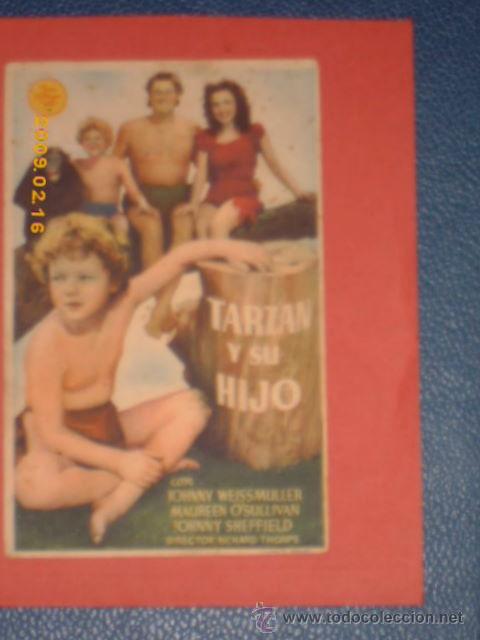  Foglietti di film di film antichi di cinema: TARZAN Y SU HIJO,-JOHNNY WEISSMULLER, MAUREEN O'SULLIVAN ,JOHNNY SHEFFILD, S/P.