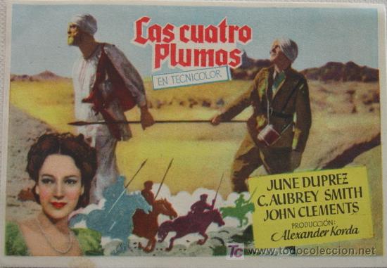 Foglietti di film di film antichi di cinema: Las Cuatro Plumas