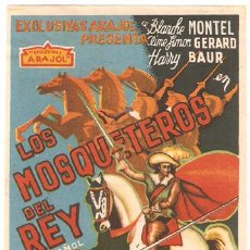Cine: LOS MOSQUETEROS DEL REY PROGRAMA SENCILLO ARAJOL HARRY BAUR CON MARGEN. Lote 12289952