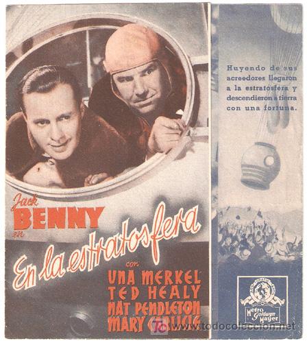 Cine: PTCC 433 EN LA ESTRATOSFERA PROGRAMA DOBLE MGM JACK BENNY UNA MERKEL MARY CARLISLE - Foto 1