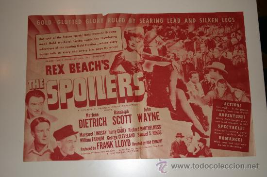 Cine: PROGRAMA ORIGINAL AMERICANO DE LOS USURPADORES - MARLENE DIETRICH